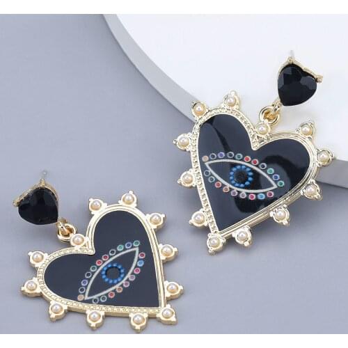 Heart-shaped Demon Eyes Resin Pearl Earrings for Women Drop Earring Dangle Earings Fashion Charm Personality Earrings Jewelry