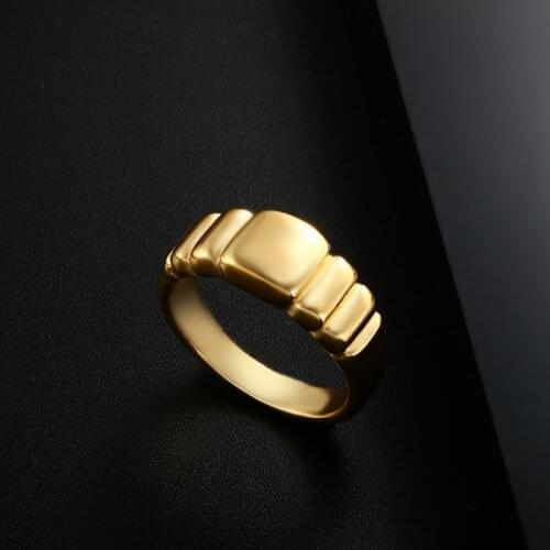 ZMFashion Men Women Punk Hip Hop Retro Twist Croissants Rings Chunky Gold-plated Stainless Steel Finger Ring Minimalist Jewelry