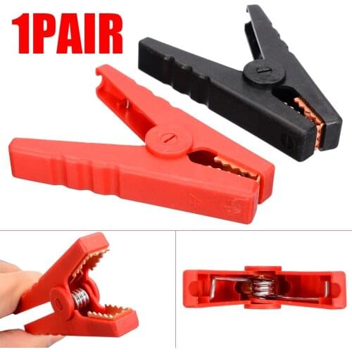 1Pair 95mm Red+Black Car Alligator Clips Battery Test Clamps 100A Copper Coated Teeth Crocodile Connecter Clips