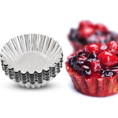 10Pcs Aluminum Egg Tart Cases Tough Sturdy Liner Baking Cake Cupcake Custard Pastry Mold