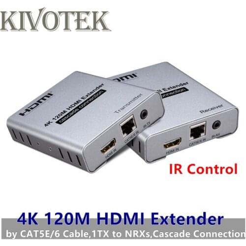 4K HDMI Extender Adapter IR Sender To Receiver 120m by CAT Cable Network UTP Female Connector,1TX to NRXs For HDTV Free Shipping