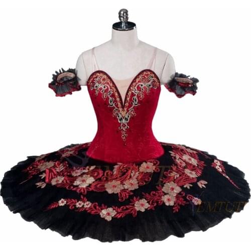 Adult Professional Ballet Tutus Red Black Don Quixote Performance Tutu Pancake Women Classical Ballet Stage Costume Ballet Dress