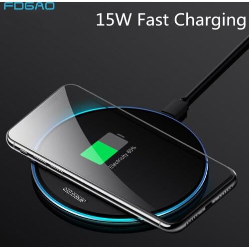 FDGAO 15W Quick Qi Wireless Charger Pad for Samsung Note 10 9 S10 S9 S8 10W Fast Charge For iPhone 11 Pro Max XS XR X 8 Airpods