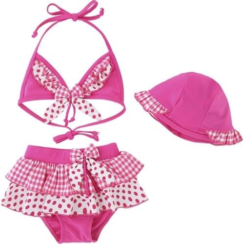 Swimsuit Bikini Fashion Kids Swimwear For Girls Swimable Girl Water Play Baby Girls Swimwear Biquini 3Pcs Cute Girl Swimwear