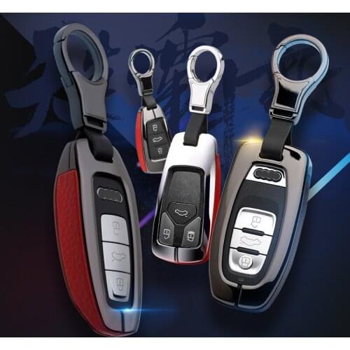 Metal leather Car Key Cover Case For Audi A4 A5 S4 S5 B9 8W Q7 4M Q5 TT TTS RS A4L A6L Q5 A8 A5/A7 S5/S7 Q8 C8 D5 C6 A7 R8 A1 A3