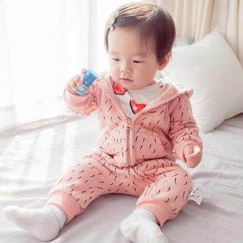 Fall and winter thick fleece lining Baby jumpsuit Pajamas infants Rompers Newborn cotton long sleeve jumpsuit Top quality