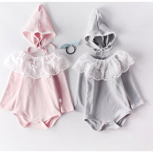 Autumn romper baby girls lace collar long sleeve jumpsuit for girls clothes toddler newborn body clothes children outfits+hats