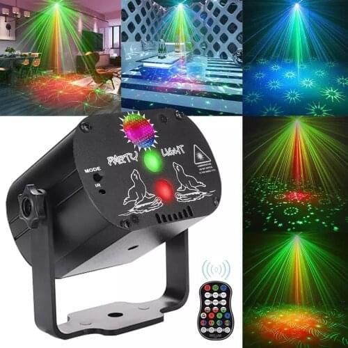 Dj Laser Stage Lamp LED Disco Projetor 60 Patterns Voice Control USB Projector Strobe Birthday Party Lights for Family Gathering
