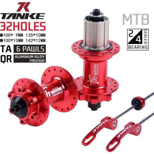 TANKE 32 holes MTB Bike Hub Sealed Bearing 6 paws Aluminum Alloy disc brake front and rear 135mm Quick Release/142mm T