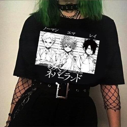 Janpanese Anime The Promised Neverland T Shirt Men Women Cartoon Emma Norman Ray Graphic Tees Unisex T-shirt Male Tops Harajuku