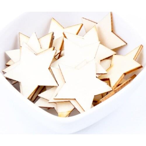 Natural Wood Star Pattern Wooden Scrapbooking Art Collection Craft for Handmade Accessory Sewing Home 10-30mm 50pcs
