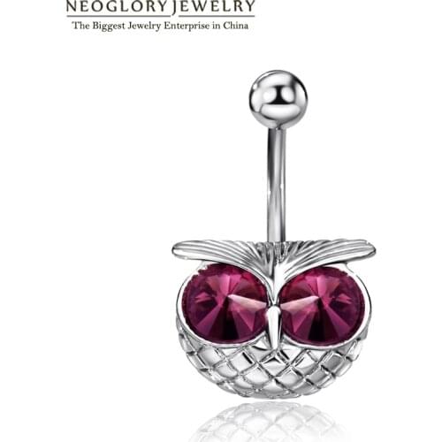 Neoglory Owl Animal Rhinestone Piercing Belly Button Rings Navel for Women Fashion Body Beach Jewelry 2020New Brand