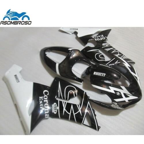 White Strips Black Customize Painting Motorcycle part for Kawasaki Ninja ZX6R fairing kit 2005 2006 fairing set zx6r 05 06 BN51