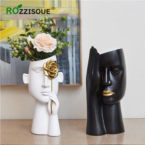 Creative Art Modern Nordic Character Plants Flower Pots Decorative Vase Fleur Flower Pot Living Room Home Vases for Decoration
