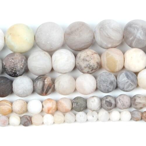 Natural Stone Frosted Bamboo Leaves Agates Charm Round Loose Beads For Jewelry Making Needlework Bracelet Diy Strand 4-12 MM