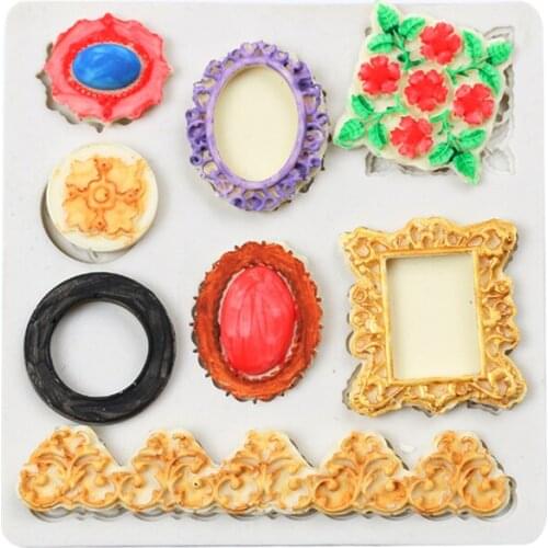 Curlicues Scroll Lace Photo Frame Fondant Silicone Mold Sugarcraft Cake Border Cupcake Topper Polymer Clay Chocolate Mold