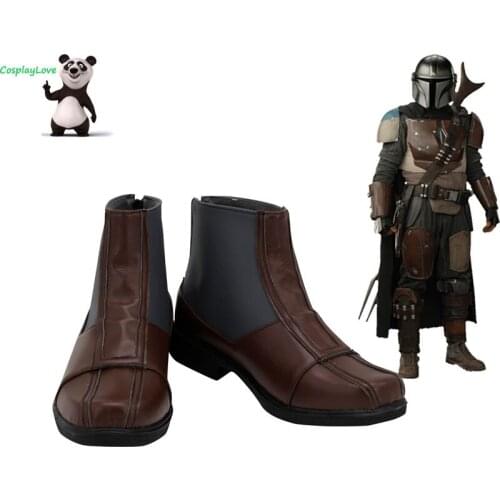 CosplayLove Mandalorian Uniform Brown Cosplay Shoes Cosplay Long Boots Leather Custom Made For Party Christmas
