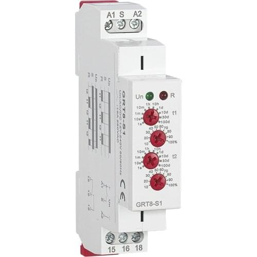 Multi-Function Din Rail Asymmetric Cycler Time Relay 16A Industrial Control Auto Timer Relays Time Delay GRT8-S1/S2