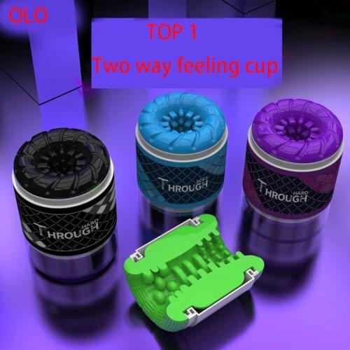 Male Dual Channel Masturbator Cup Blowjob Pussy Artificial Vagina TPE Masturbation Cup Sex Toys for Men Adult Vacuum Pocket Cup