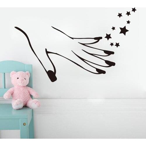 Nail Beauty Salon Wall Sticker Elegant Hand Nail Art Wall Decal Polish Manicure Pedicure Studio Wall Window Sticker Vinyl Murals