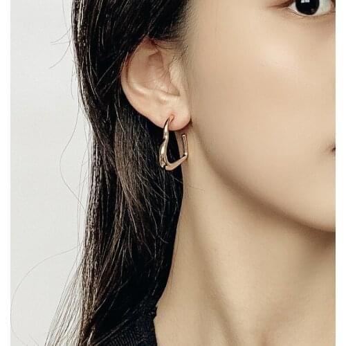 New Korean Fashion Earrings Statement Gold Simple Dangle Earrings Geometric Heart Earrings for Women 2021 Trend Earrings Jewelry