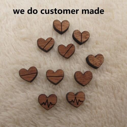Laser Cut Heart Shapes Charms Natural Wood Cutout Shapes Cabochons For Painted Stud Earrings - Jewelry Supplies