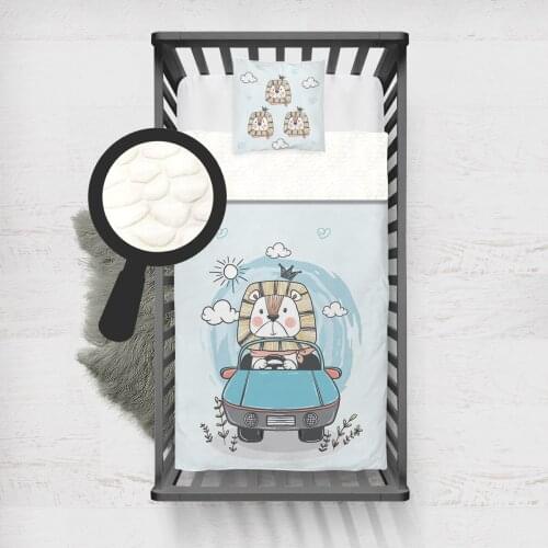 Kids Minky Blanket Super Soft and Warm Baby Blankets Children for Couch and Bed Ligt Blue Lion Car Model 1354