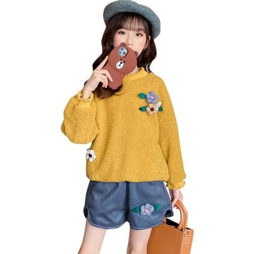 Girls Clothes Thick Warm Clothes For Girls Spring Autumn Girl Outfit Sweatshirt + Skirt Childrens Costume 6 8 10 12 14