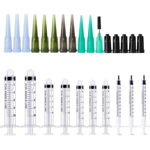 Plastic Syringe Pack with Needles and Caps for Pet Feeding Lab Measurement and Household Multiple Uses Tools
