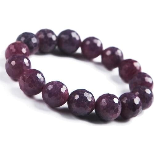 Genuine Natural Red Jewelry Faced Round Beads Bracelet Stretch Crystal Fashion Women Jewelry Faced Stone Crystal Beads Bracelets