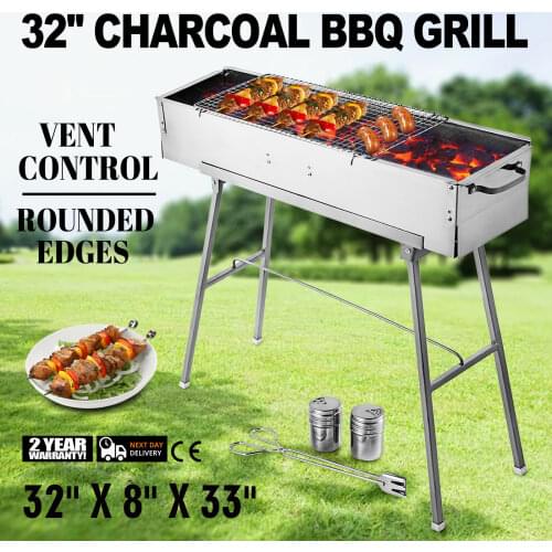 Party Griller 32 Stainless Steel Charcoal Grill Yakitori BBQ Garden Lamb Kebab stainless steel barbecue gas grill