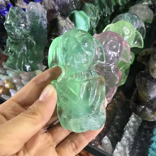 Natural Gemstone carving fluorite stone small statue for home decorations