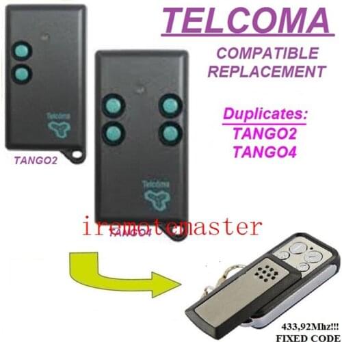 2pieces Replacment remote for TELCOMA TANGO2,TANGO4 433,92MHZ beautiful