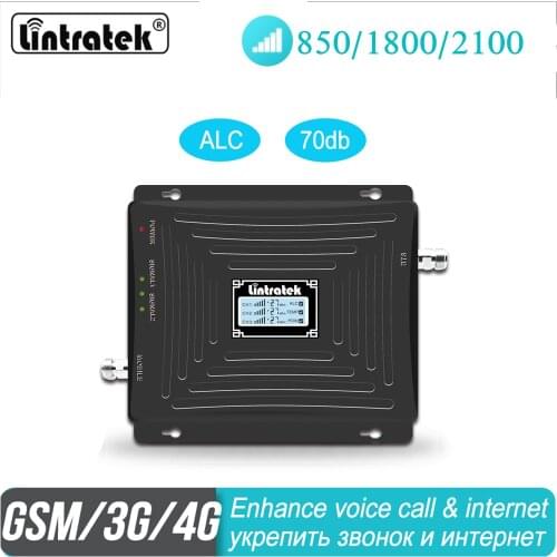 Lintratek 850 1800 2100MHz Cell Phone Cellular Signal Repeater ALC 2G 3G 4G Booster Amplifier GSM Call WCDMA LTE HOT Data#45