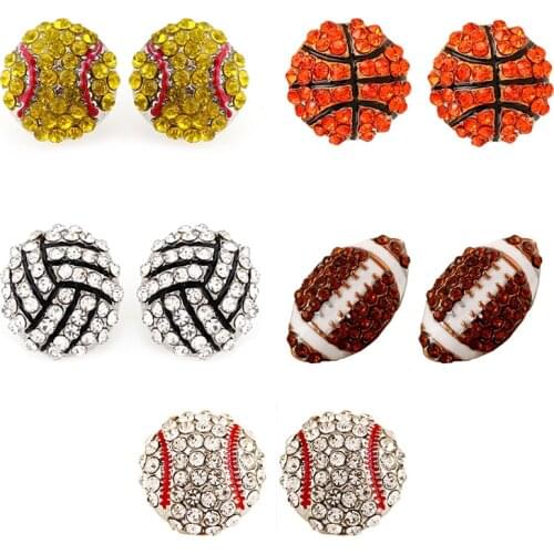 Rhinestones Funny Colorful Shinning Ball Jewelry Studs Crystal Sports Baseball Earrings Fashion Bulb For Women 2020 New