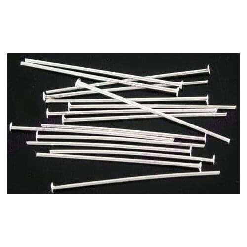 Wholesale Price 20pcs/lot 925 Sterling Silver Pin Genuine Silver Flat head Pin jewelry Maker 0.6*20mm Pin
