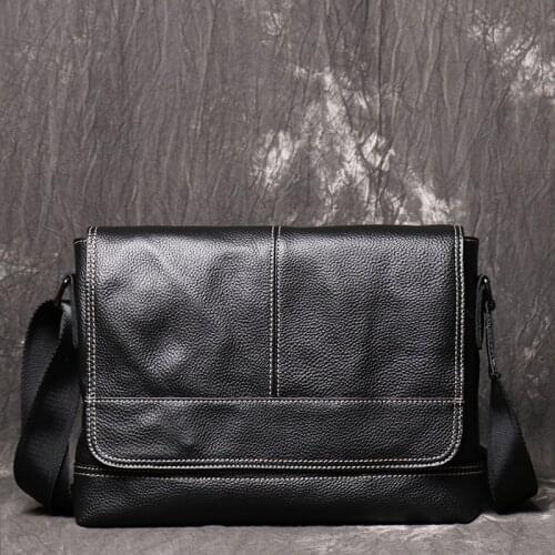 Genuine Leather Men Crossbody Bag Business Small Shoulder Bags For Men Vintage Messenger Bags Bolsa Masculina