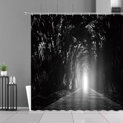 3D Print European Style Golden Corridor Building Cylinder Tunnel Shower Curtains Baths Curtain Bath Screen Polyester Home Decor