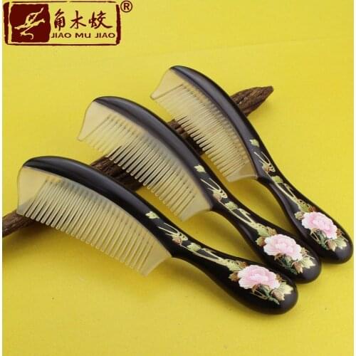 TOP END Authentic Natural high-quality Claw inlaid ebony comb Boutique hand - painted art comb ACH-018