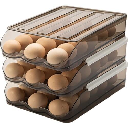 18 Grids Egg Storage Box Kitchen Egg Tray Holder with Lid Refrigerator Storage Organizer Multi-layer Eggs Container Space Saver
