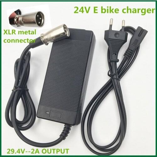 24V E-bike Battery Charger 29.4V2A Out Put Li-ion Battery Charger 7 Series 25.2V 25.9V Lithium Battery Charger XLR Connector