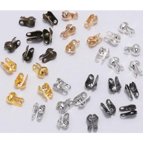 200Pcs 1.5-3.2mm Bead Tip Clam Shell Ball Chain Clasps End Crimps Calottes Beads Connectors For DIY Ball Necklace Chains Jewelry