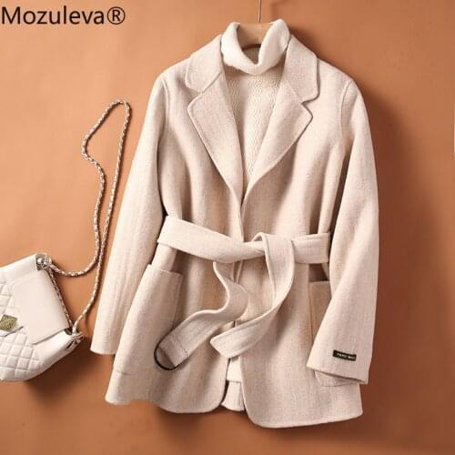 Mozuleva hand sewn woolen coat womens autumn and winter double faced overcoat loose woolen coat womens 2020 new clothing