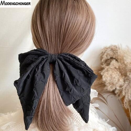 1PC Temperament Big Barrette Bow For Woman Super Fairy Spring Clip French Cotton Material Drape Retro Headwear Hair Accessories