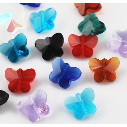 10pcs 14mm Butterfly Shape Faceted Crystal Glass Loose Crafts Beads for Jewelry Making DIY Crafts