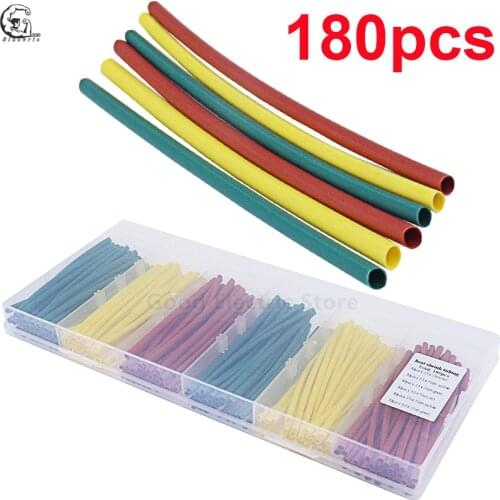 180PCS/Box Mixed Colors 2:1 Heat Shrink Tube Assortment Wire Wrap Electrical Insulation Kits Yellow Green Red