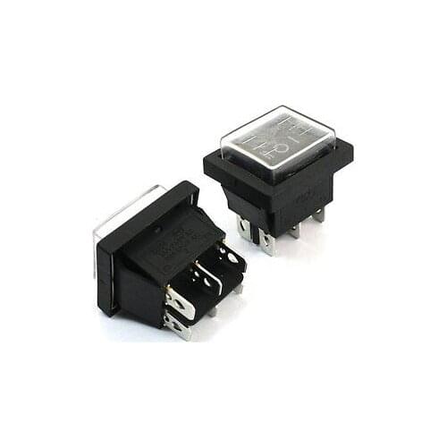 2PCS Black Button 3 Positions 6Pins Panel Mount Waterproof Rocker Switch DPDT Maintained Self-Locked