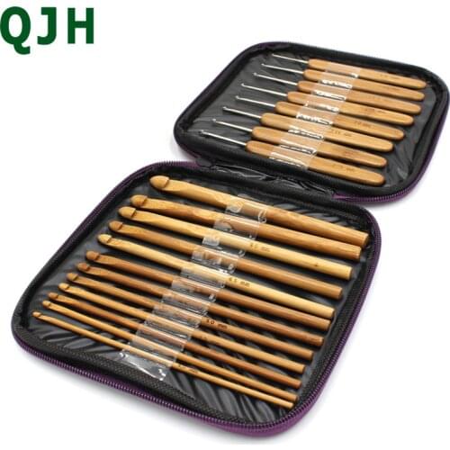20pcs Bamboo hand sewing needle Crochet Hook Knitting Needles Knit With Bag Weave Yarn Crafts Sweater Scarf Hat Tool With