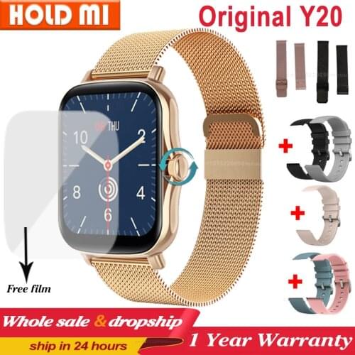 2021 Y20 Smart Watch Men Rotate Button IP67 Smartwatch 1.7 Inch HD Screen Sports Women Smartwatch 24H Heart Rate VS P8 Plus