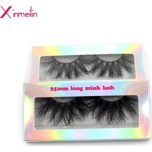 25mm 3D mink lashes wholesale natural thick fluffy individual false eyelashes makeup beauty fake lash extension packaging box